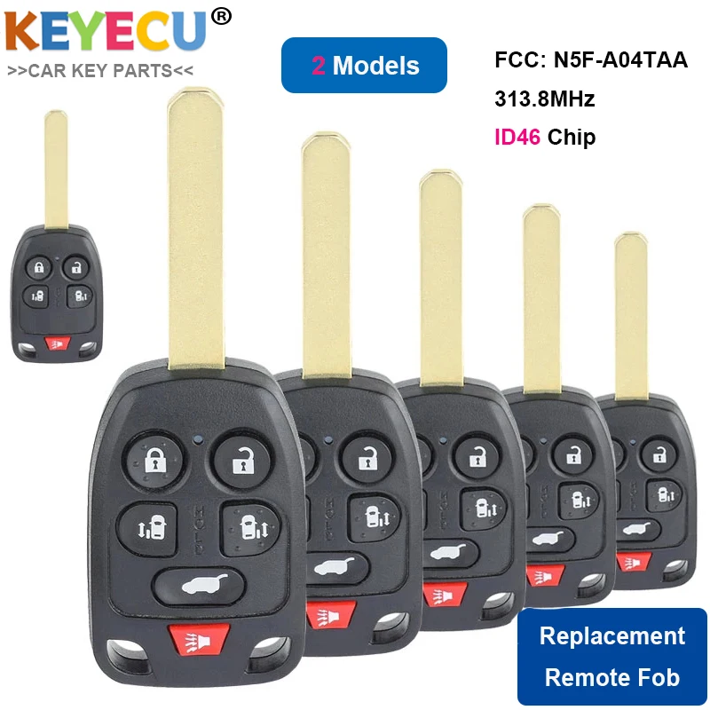 KEYECU 5 шт. Автомобильный ключ дистанционного управления для Honda Odyssey 2011 2012 2013 2014 Fob 5/