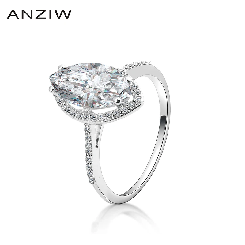 ANZIW Модные 925 стерлингового серебра обручальные маркиза гало кольца женские