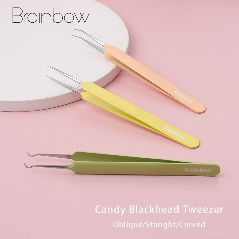 

Brainbow Blackhead Tweezers Blackhead&Blemish Removers Curved Staright Oblique Tip Comedone Acne Extractor Face Skin Care Tools