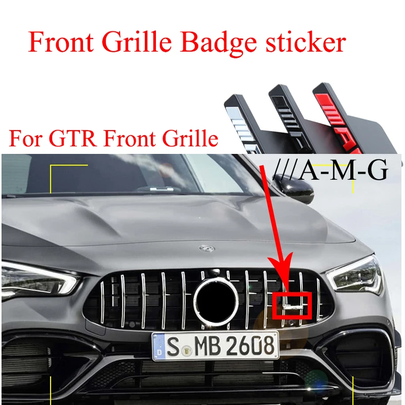 Передняя решетка GTR Style AMG mini Logo A B C E Class W176 W246 W204 W205 W212 W213 GLC X253 GLE W292 подходит для