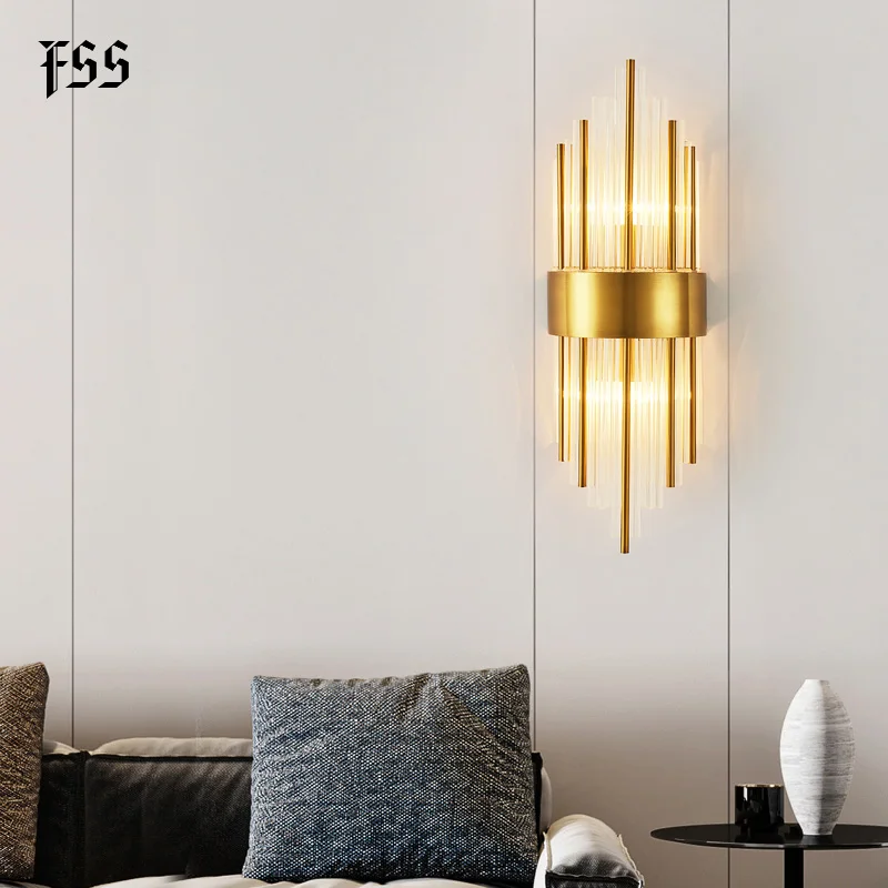 modern gold crystal wall lights bedside for bedroom living room home decoration led sconce bathroom indoor fixtures free global shipping