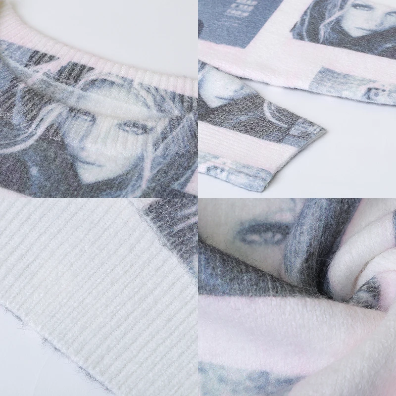 Модные свитера XIKOI с принтом идола Женский Зимний вязаный пуловер Повседневный