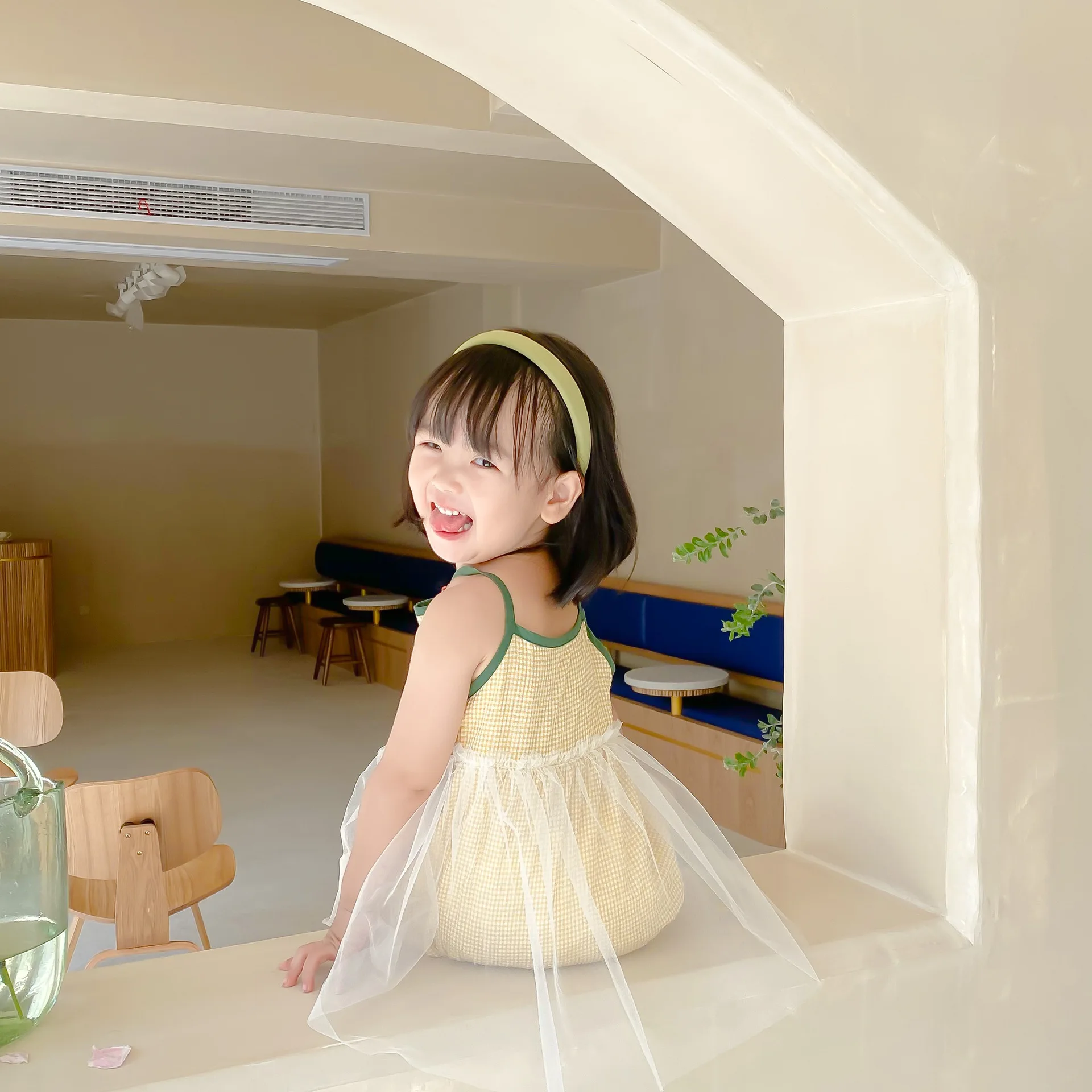 

2021 summer new baby one-piece romper summer thin vest mesh skirt