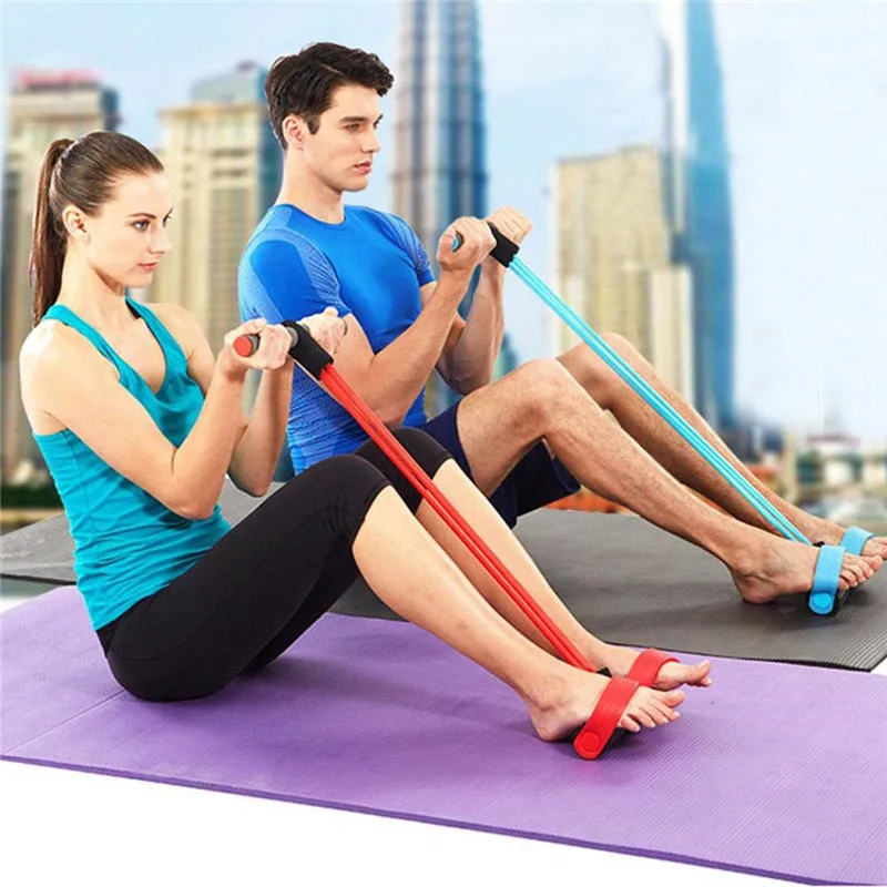 

4 Tube Strong Fitness Resistance Bands Latex Pedal Exerciser Women Men Sit Up Pull Ropes Yoga Arm Leg Training Fitness Equipment