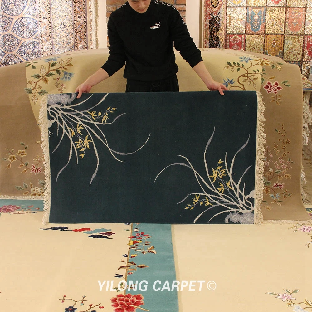 Koop YILONG 3'x4. 'handgeknoopte Orchidee Ontwerp Wol Chinese Tapijt Nieuwe Oosterse Tapijt (TJ2018030S)