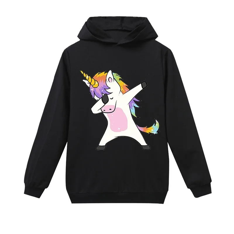Новинка 2019 худи с длинным рукавом и мультяшным принтом единорога Спортивный