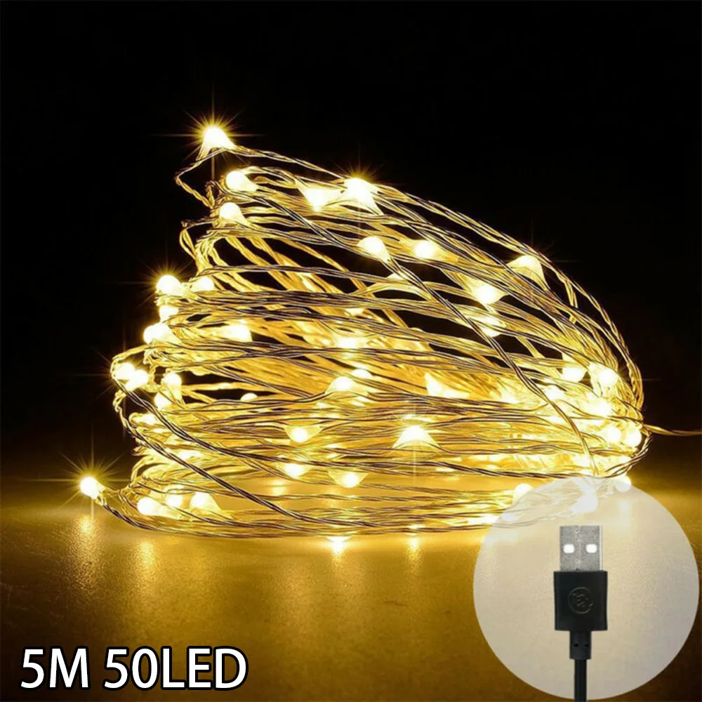 

1 Pcs LED String Light 50/100/200 LEDs Micro Copper Wire String Fairy Lights Xmas Party Light Deco USB Plug