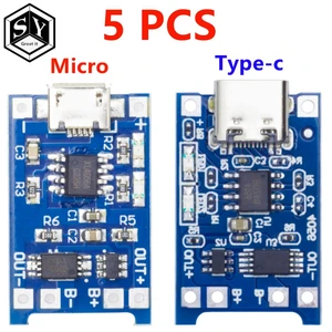 5 шт., 5В 1A MicroType-cMini 18650 TP4056 модуль зарядного устройства литиевой батареи, зарядная плата с защитой, две функции, li-ion