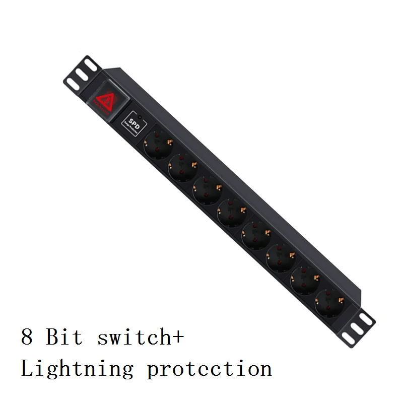 LIGHTNING PROTECTION Pdu алюминиевый сплав Молниезащита защита от перегрузки 10A2500W немецкий стандартный разъем - Цвет: LIGHTNING PROTECTION