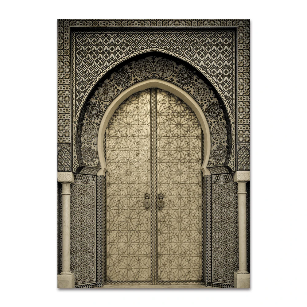 Современная 3D Картина на холсте с обзором двери в марокканском стиле Настенная