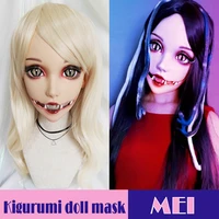 meifemale snake girl resin half head kigurumi mask with bjd eyes cosplay japanese anime role lolita mask crossdress doll