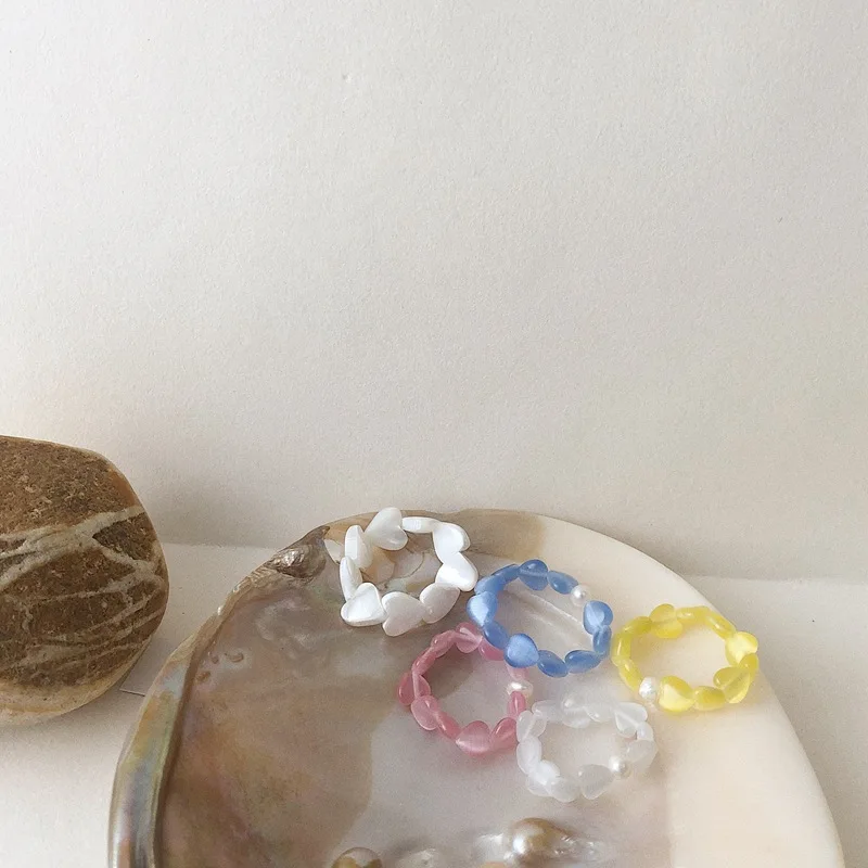 

Korea Elastic Rope Heart Shape Ring for Women Fashion Open Ring Joint Ring Female Jewelry