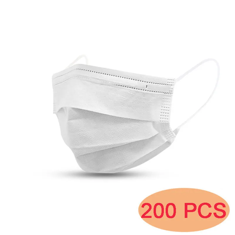 

200Pcs Mouth Masks Anti Dust Face Mask Disposable Mask Filter 3-laye Anti-Dust Meltblown Cloth Masks Earloops Masks