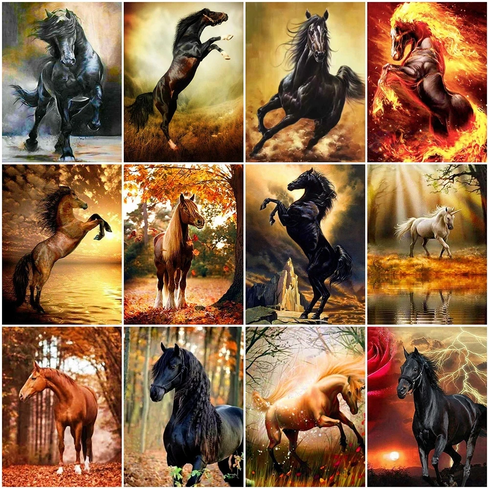 

DIY Horse Diamond Painting Full Square/round Cross Stitch Embroidery Animals 5D Mosaic Rhinestone Pictures Home Decoration Gift