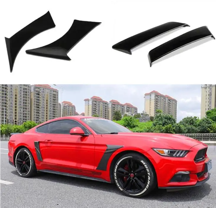 

ABS PRIMER Front & Rear Car Side Wing Fender Door Emblem Badge Sticker Trim Cover For Ford Mustang 2015 2016 2017 2018 2019 2020