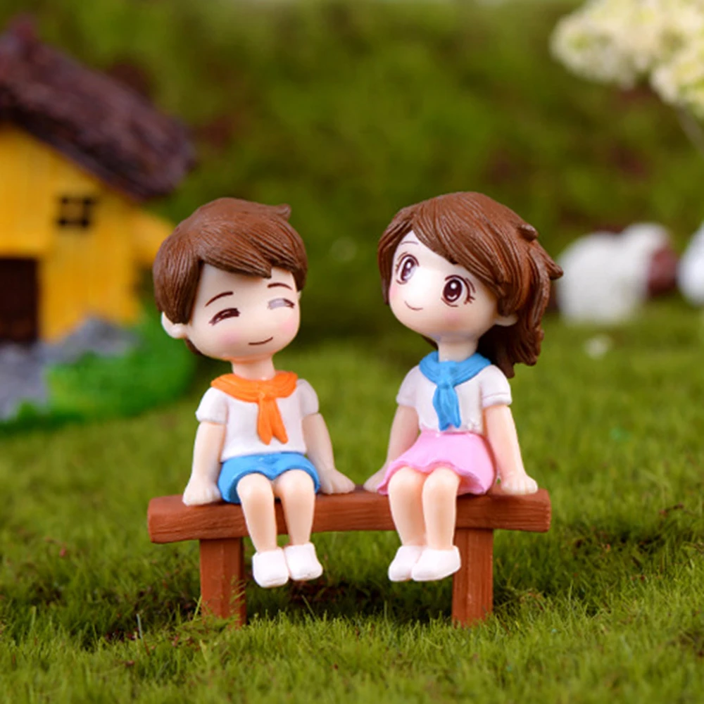 3Pcs Gardening DIY Mini Dolls Couples Fairy Garden Stool Dollhouse Decor Miniatures For Succulents Potted Plants Micro Landscape | Дом и сад