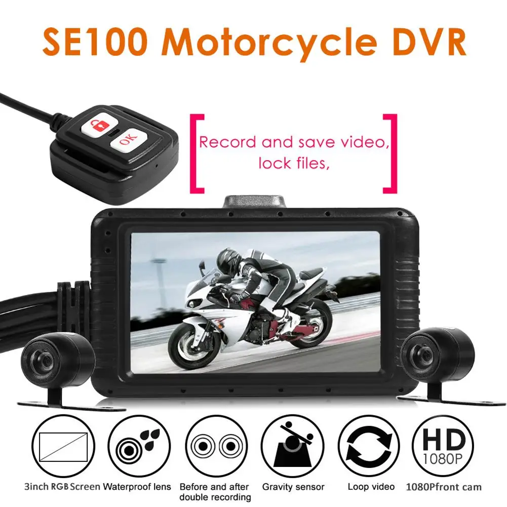 SE100 3 0 &quotlcd Full HD 1080P видеорегистратор для мотоцикла заднего вида ночного видения| |
