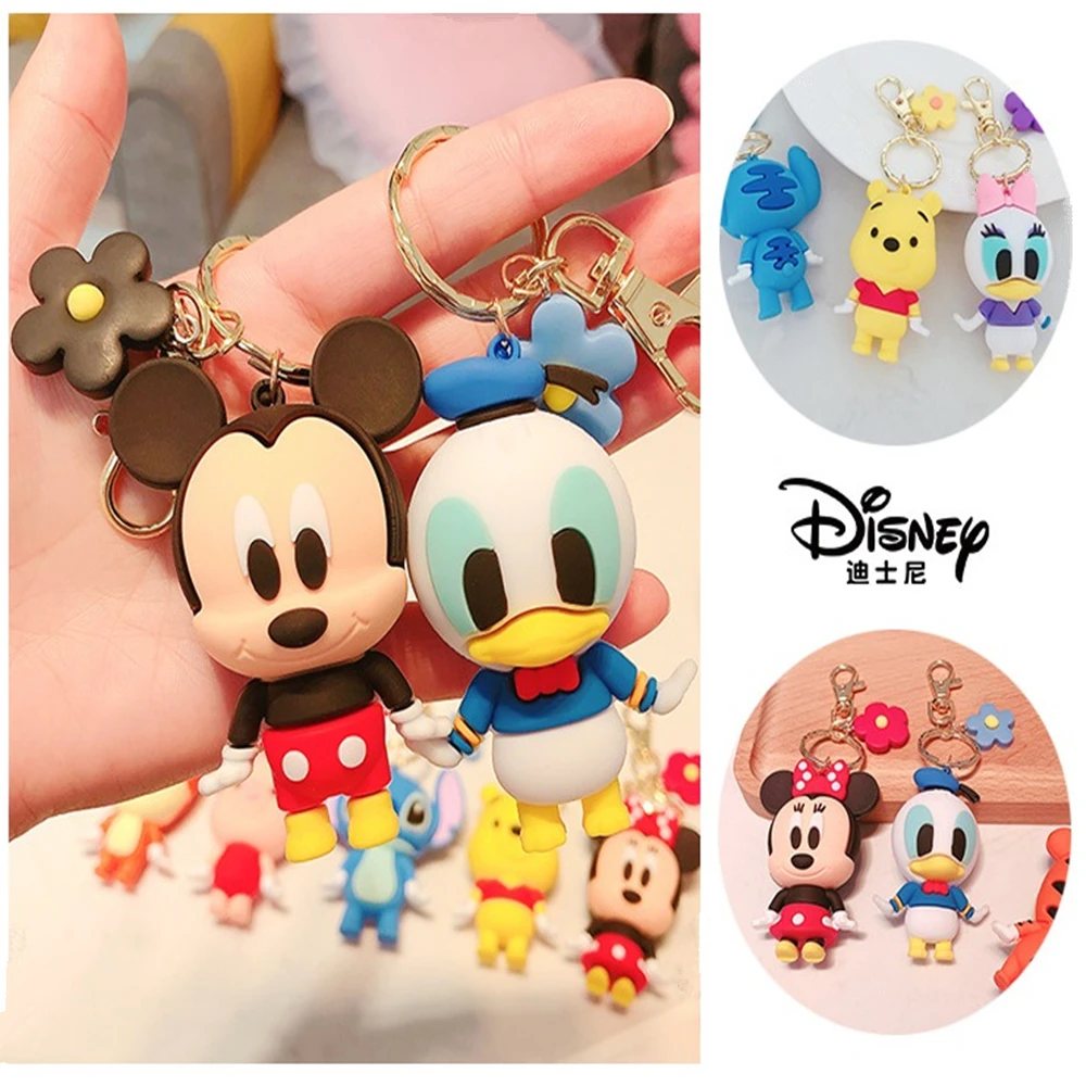 

Disney mickey mouse Keychain Doll Donald Duck pendant Accessories Keychain Bag Pendant Small Gift Flowers Key chain souvenir