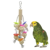 pet parrot bird chewing toys parakeet bird hanging ball toy natural rattan ball cage toy preening toy for parrot