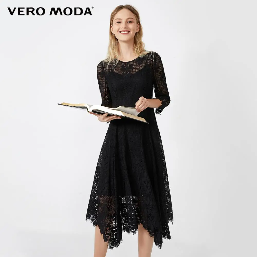 Женские кружевные вечерние платья с круглым вырезом и рукавами 3/4 Vero Moda | 32027C513