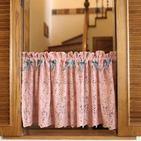 korean bow lace short tulle curtain crochet hollow embroidery valance drapes for living room kitchen window decoration 4