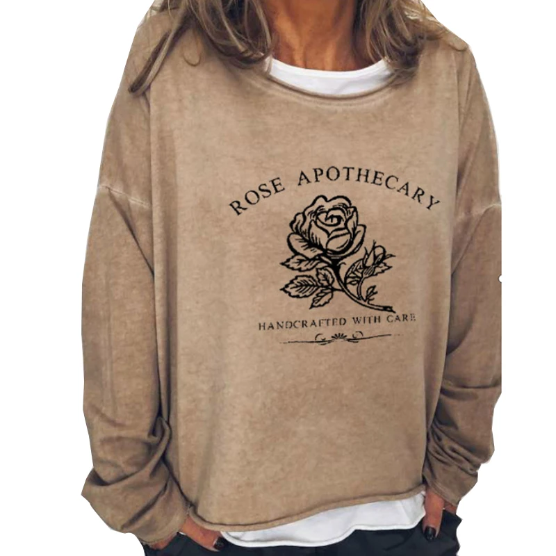 

Sweatershirt Women Flower Letter Print Loose Round Neck Korean Style Autumn Casual Lady Tops Full Sleeve Winter Hoodies SJ7295C