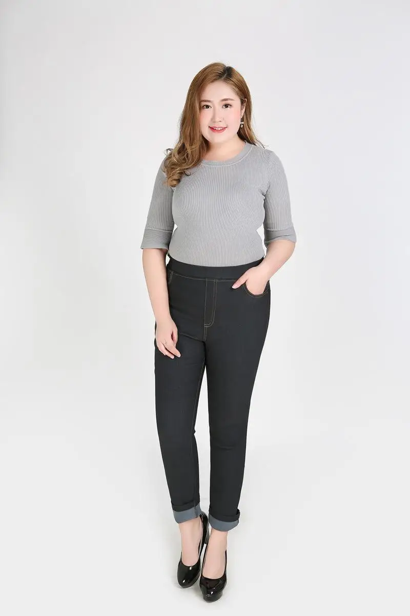 2XL-9XL, джинсы большого размера, осень размера плюс, Стрейчевые женские джинсовые штаны с высокой талией, женские 6XL 7XL, большой размер, узкие джинсовые брюки
