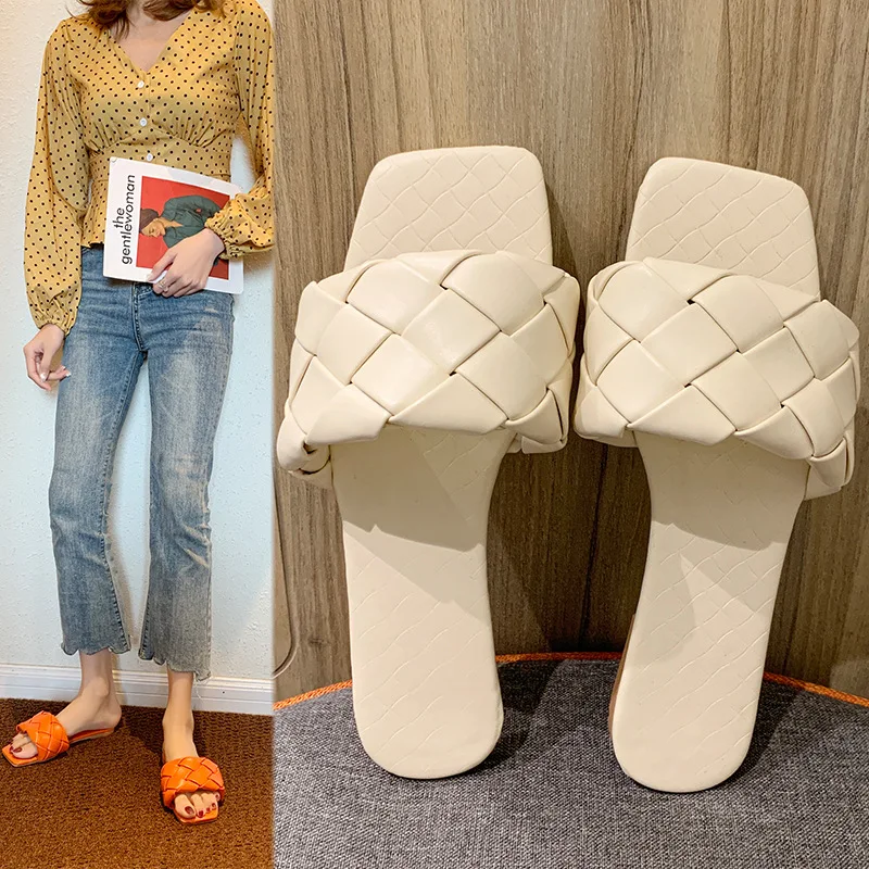 Женские пляжные шлепанцы Bonjean сандалии из искусственной кожи на плоской подошве