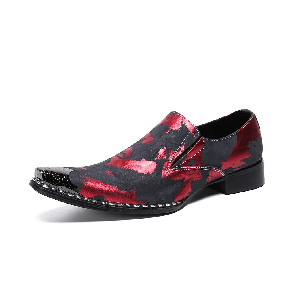 

Red Leather Shoes Men Camouflage Printed Design Oxford Shoes For Men Italian Dress Banquet Men Shoes Footwear