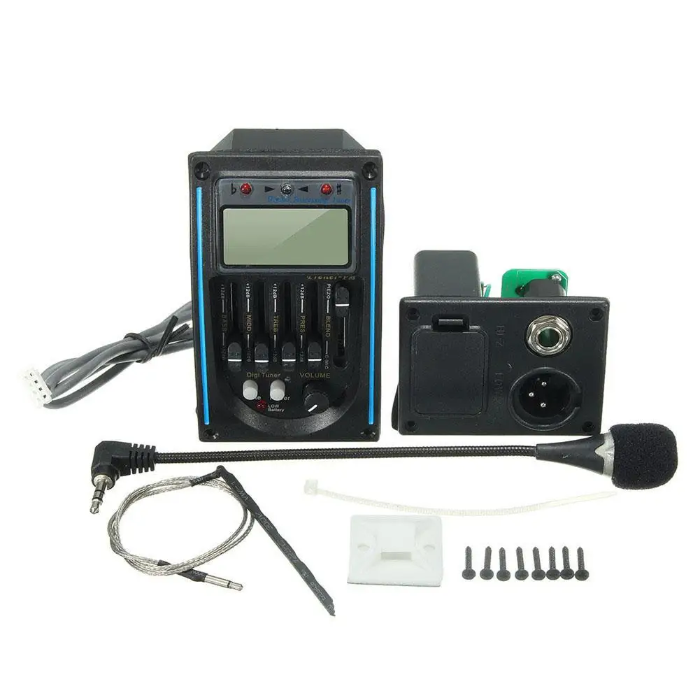 Guitarra Pickup 5-Band Acoustic Guitar Preamp EQ Equalizer Piezo Amplifier LCD Tuner + HI-FI MIC Microphone | Спорт и развлечения