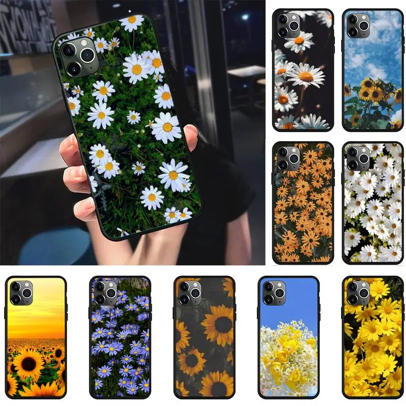 

Daisy Flower Phone Case For Samsung S6 S7 S8 S9 S10 E S20 Edge plus lite 2019 Black soft nax fundas cover