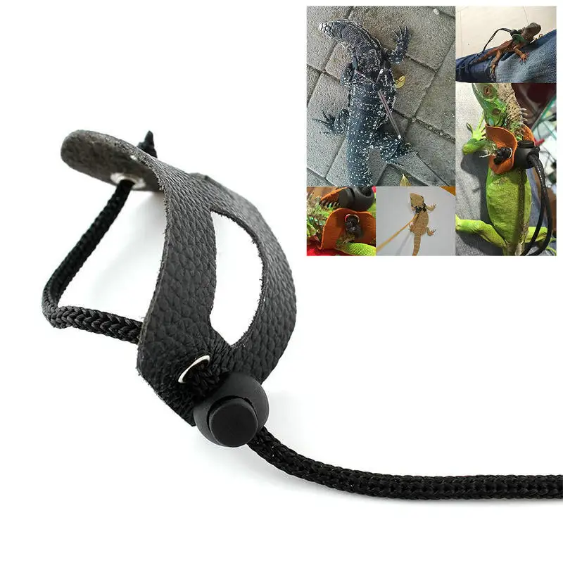 S/M/L регулируемый кожаный поводок для рептилий домашних животных прогулок