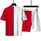 Комплект из двух предметов с шортами для мужчин, подходящие цвета спортивные костюмы с коротким рукавом, мужские свободные спортивные костюмы с круглым вырезом, спортивная одежда