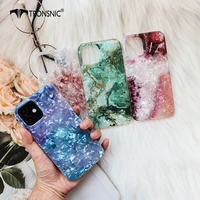 texture marble glossy phone case for iphone 12 pro max soft purple red flowers luxury conch shiny cases for iphone 12 mini cover