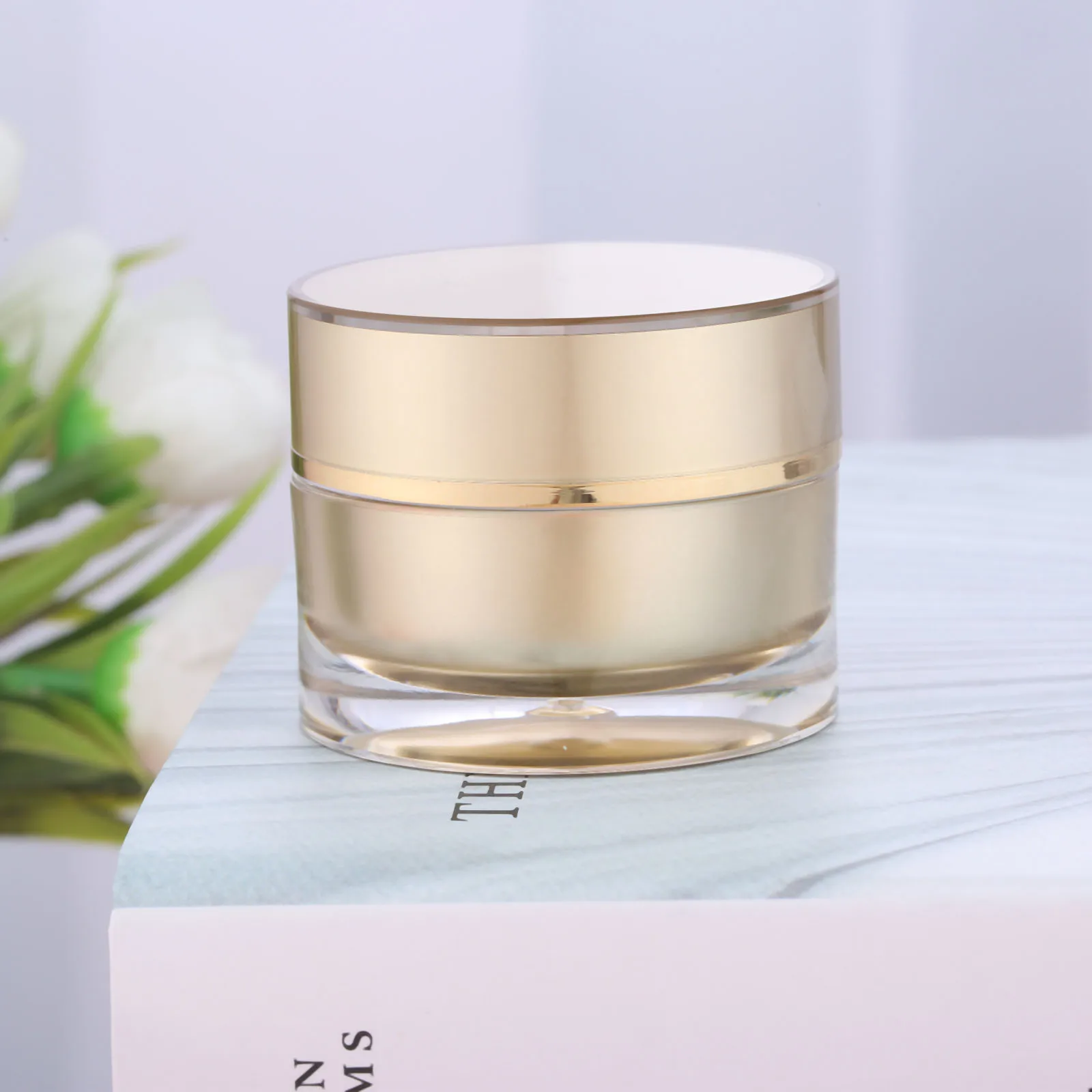 Белая Золотая баночка пустая банка для крема пластиковая бутылка косметики 1 шт.