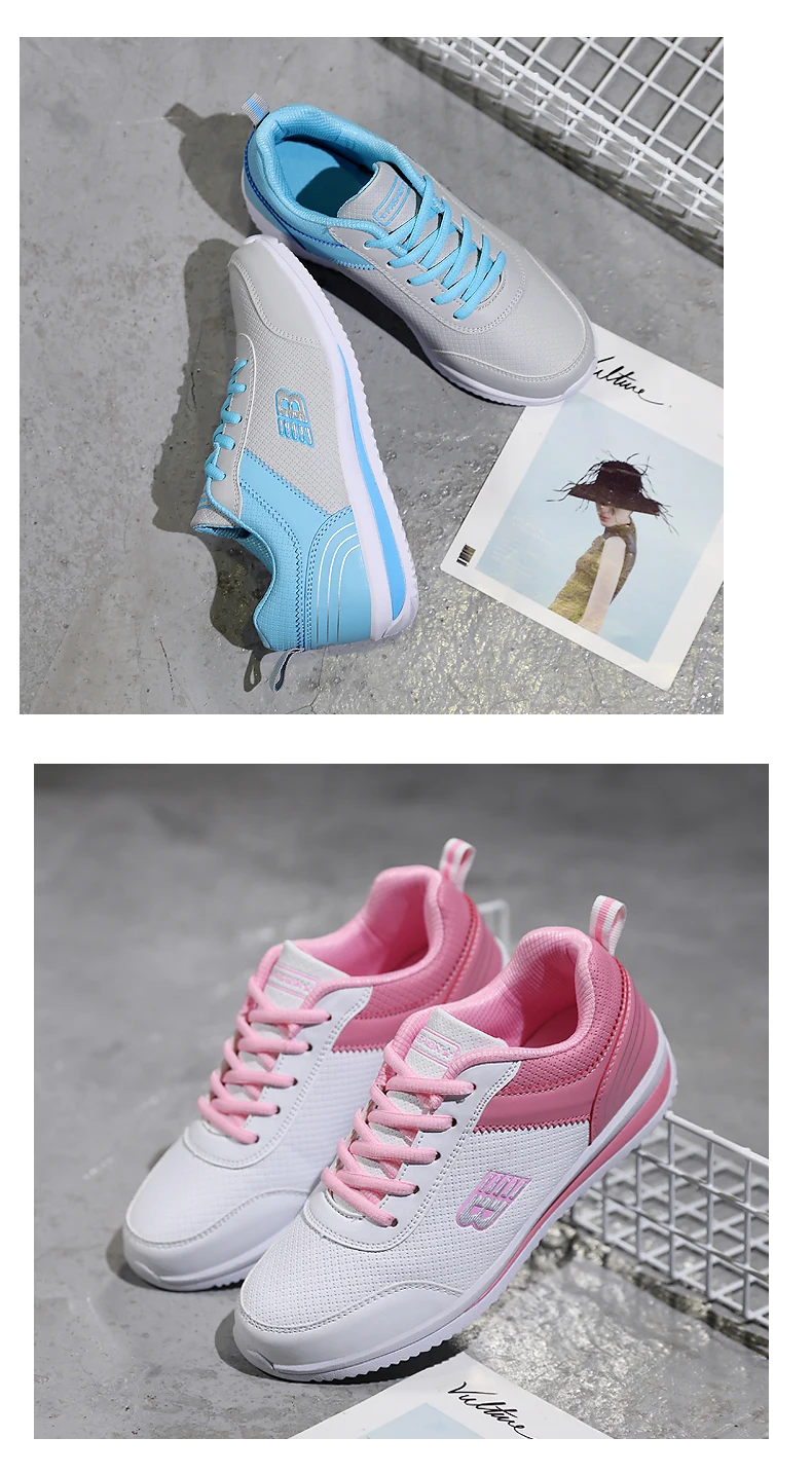 Size 35-41 New Fashion Tennis Shoes for Women Ultra-light Leather Blue Sneakers Gym Sport Shoes Tenis Feminino Basket Femme