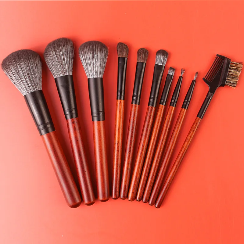 

New 10 Wooden Handle Makeup Brush Convenient Set Anti-Mahogany Eyeshadow Brush Foundation Brush Highlight Brush Makeup Brush