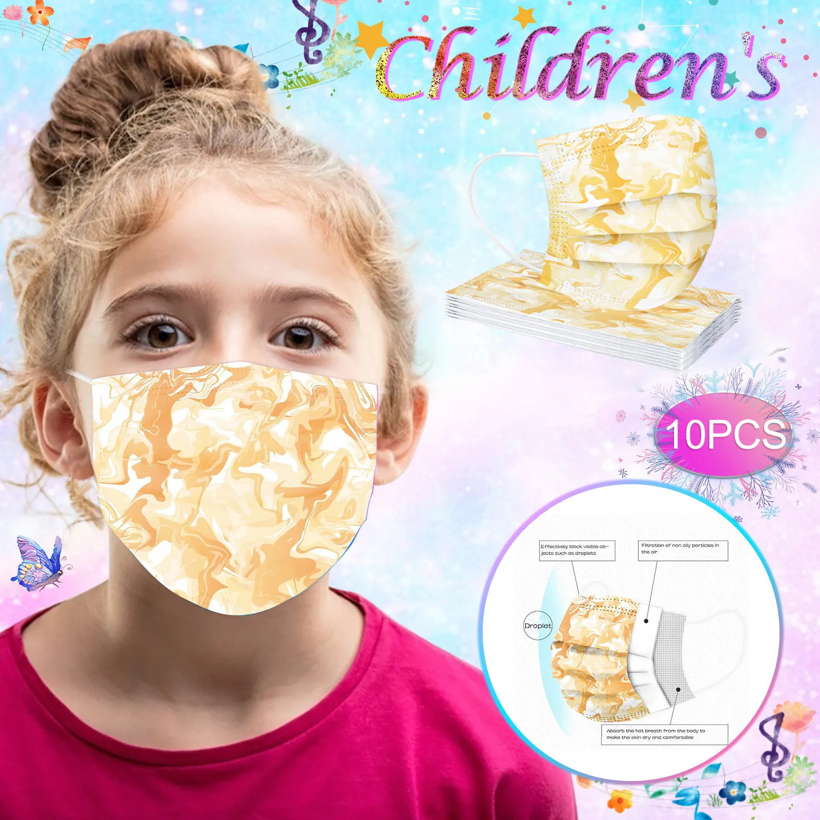 

10 шт., детская одноразовая Защитная маска для лица