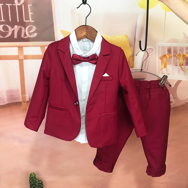 Baby Boys Girls Formal Blazer Jacket +Pants 2Pcs Clothing Set Gentleman Kids Evening Wedding Suit Children Performance Dress