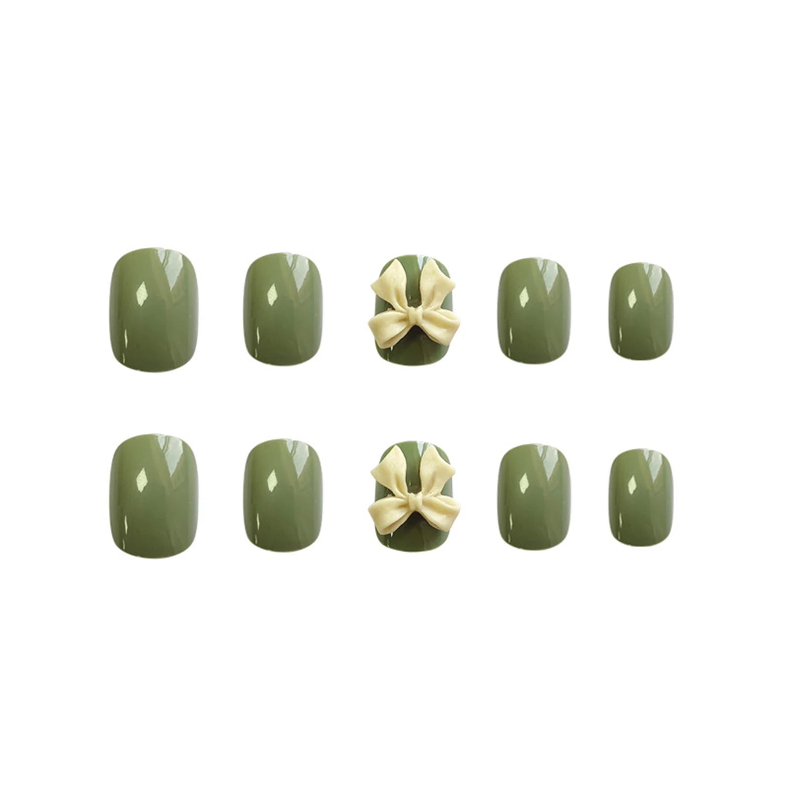 

Fake Nail Patch Short Square Head Green Nails Wear Nail Art Finished Nail Piece 24pcs Wear Glue The Best Gift Fake Nail Patch