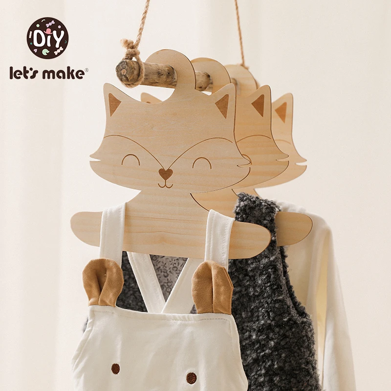 let's make 5 Pcs Wooden Pants Coat Fox Hanger Kids Hangers B