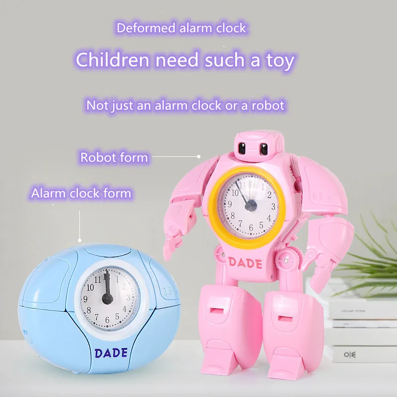 Детский креативный электронный ручной деформационный будильник Белый робот для