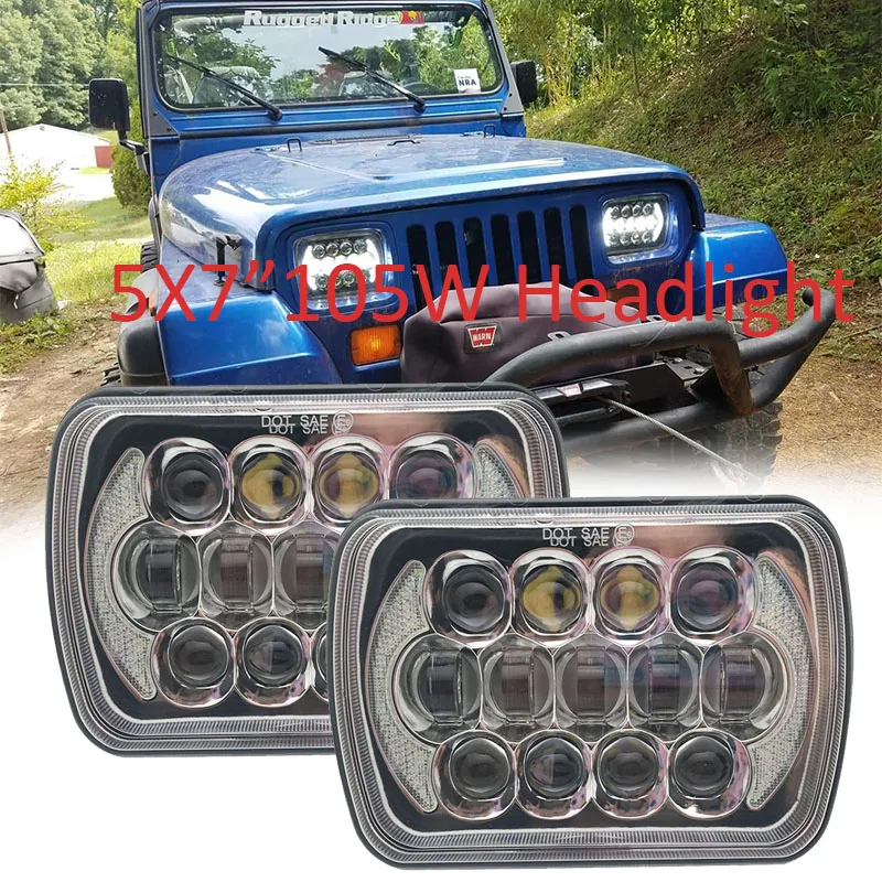 5X7 дюйма 85 Вт h4 светодиодный фары лампы 7x6 дюймов DRL для Jeep Wrangler YJ XJ грузовик FLD Firebird