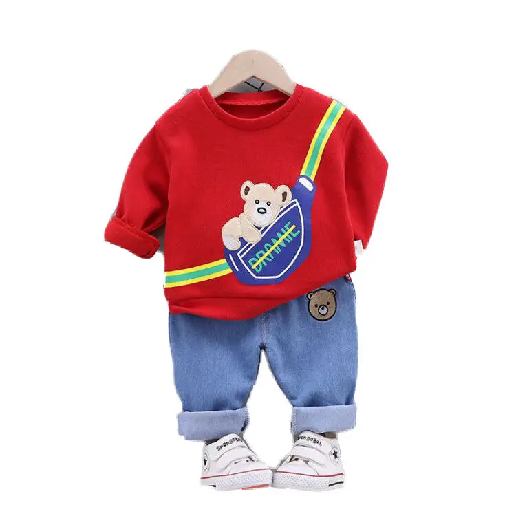 

1-5 Y Children Boy Sets Cartoon Long Sleeve Baby Clothes Pullover Cotton Baby Sets Fall Clothes for Kids