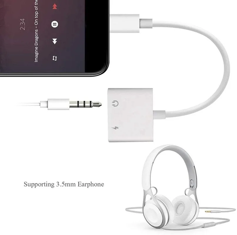 Аудиоадаптер подходит для IPhone IPad Apple продукция 2 в 1 с подсветкой до 3 5 мм гарнитура