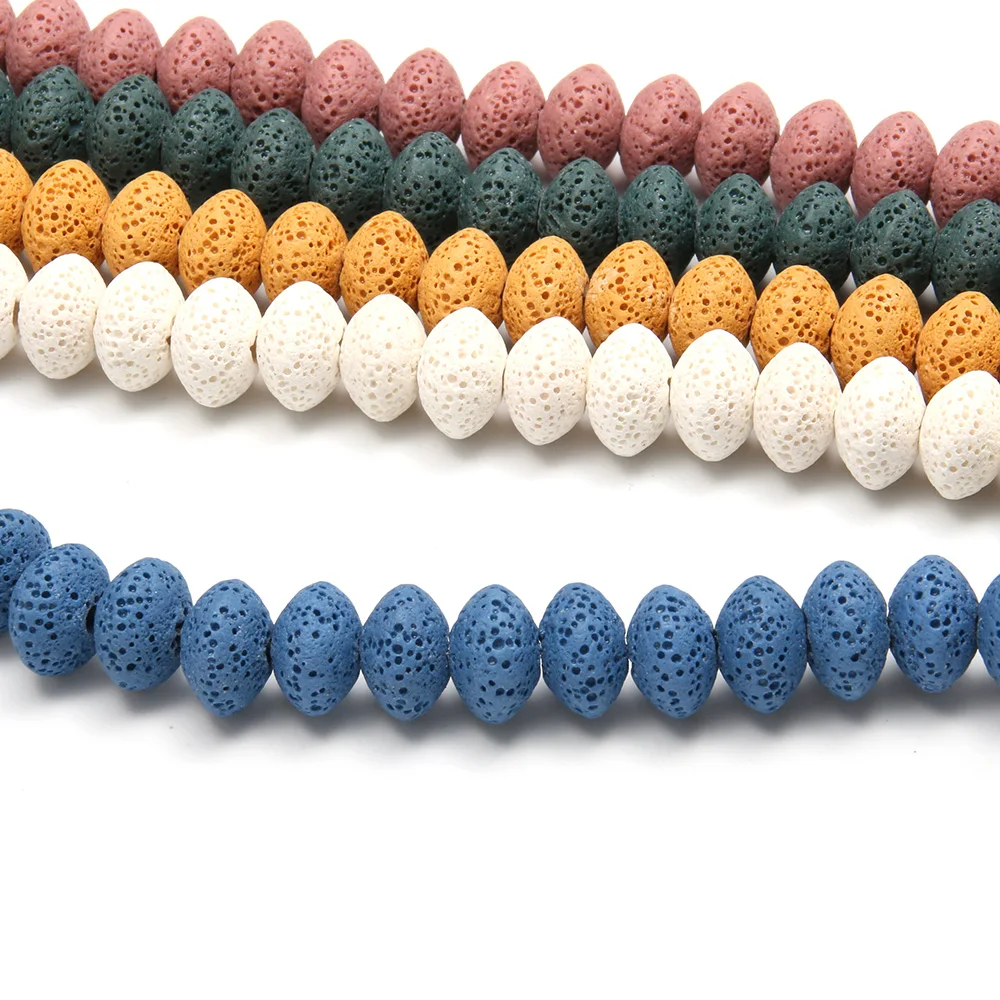 

47Pcs Natural Stone Beads Abacus-shaped Volcanic Loose Beads For Jewelry Making DIY Necklace Bracelet Handiwork Craft Accessory