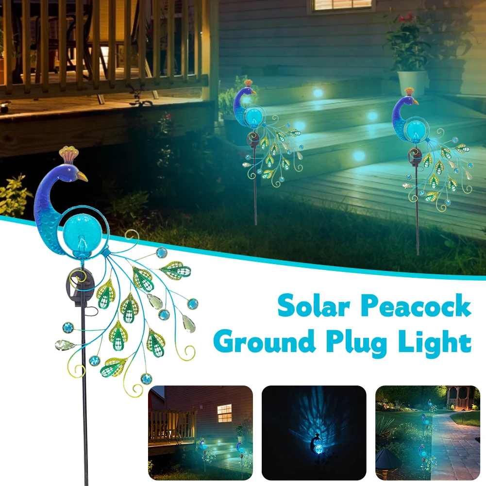 

Solar Garden Light Retro Peacock Garden Stake Solar Powered Decorative Light for Garden Patio Pathway Yard