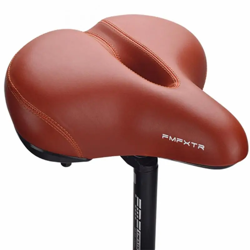 

Breathable Bike Saddle Big Butt Cushion Leather Surface Seat Mountain Bicycle Shock Absorbing Hollow Cushion Bicycle Accessories
