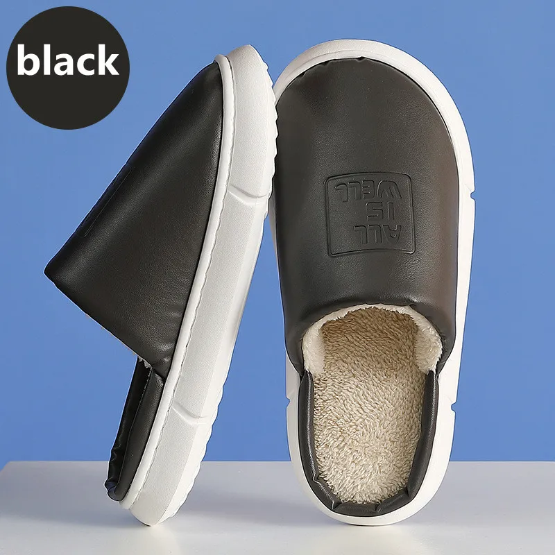 Waterproof Women Winter Slippers Female Home Cotton  Non-Slip Indoor Slides Couple  Plush Warm Flat  Men Shoes   Wholesale