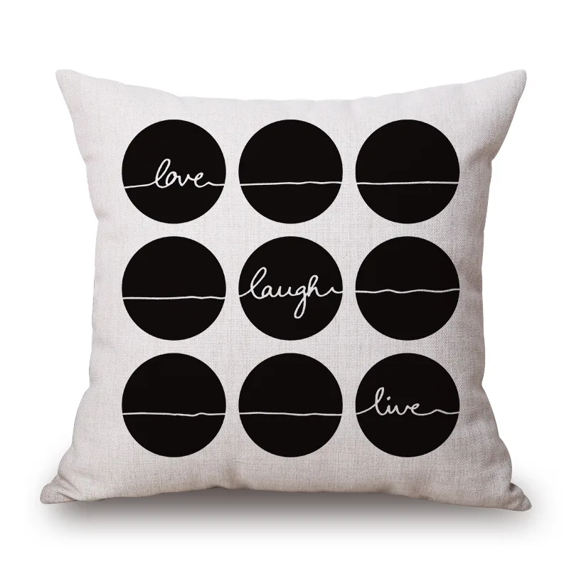 Geometric Mosaic Plaid Stripe Cushion Cover Modern Black and White Linen Throw Pillow Living Room Home Decoration | Дом и сад